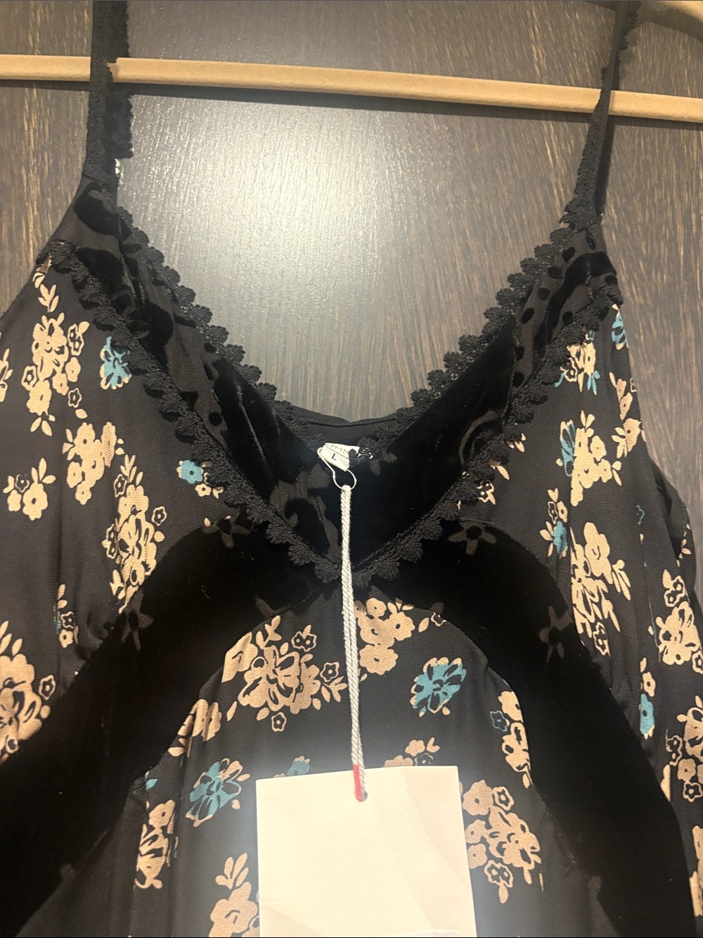 Johnny Was Black Floral Camisole with Cream and Teal Accents - Picture 8 of 8